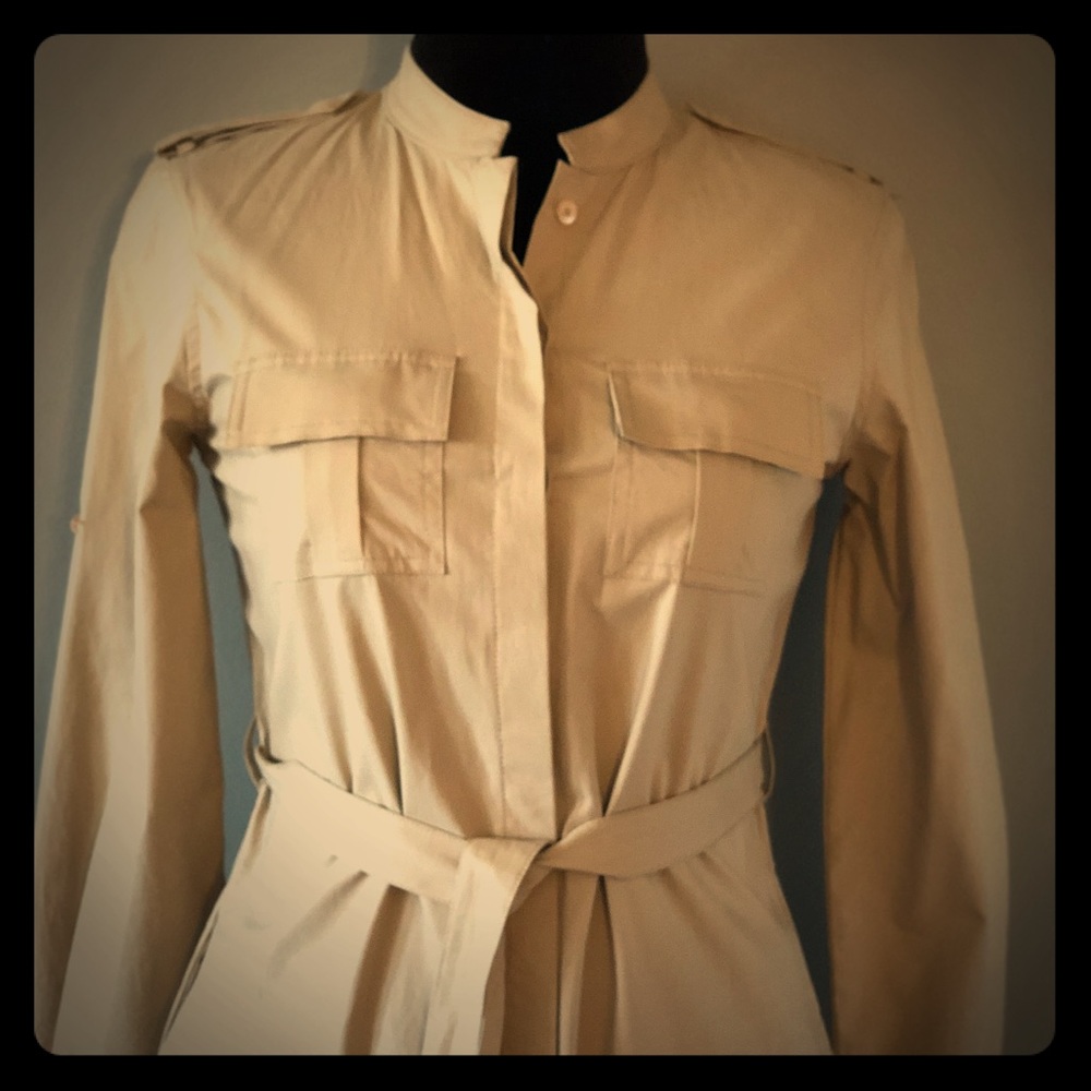 Long-sleeved Cotton Stretch Shirt Dress - Size 4P